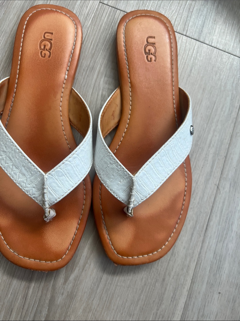 UGG Womens Tuolumne Sandals
Flip Flops Sz 7 White Leather Thong Comfort Summer - Picture 2 of 8